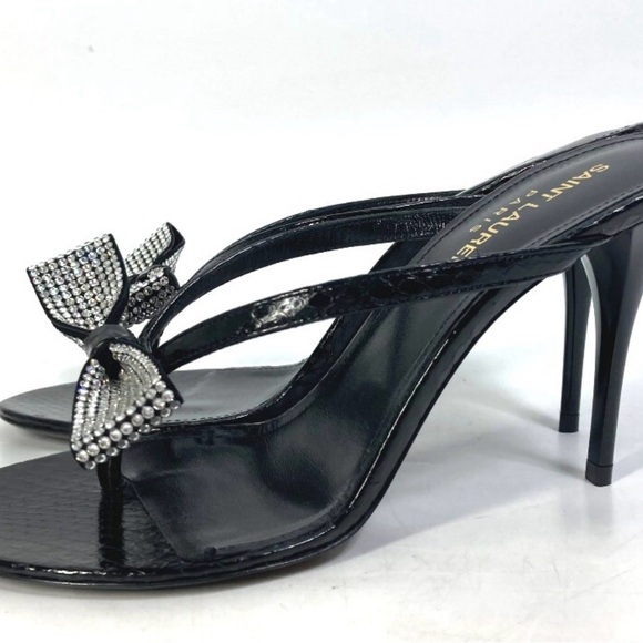 Saint Laurent Black Leather Sandals - Picture 1 of 4